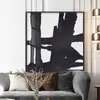 Pintura de Parede Artística Abstrata Simples Preto e Branco Tamanho Grande Fundo de Sofá Preto e Branco Cinza Pintura de Chão Pintura Decorativa Atmosférica de Luxo Leve