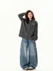 Suéter Cardigan Bordado Divertido de Dibujos Animados Estilo Retro Americano para Mujer, Nuevo Estilo Otoño, Chaqueta de Punto Holgada Casual Perezosa, Moderna