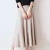 Saia Feminina Plissada de Malha Cor Sólida Cintura Alta Moda Linha A Solta Casual Roupa de Trabalho Nova Primavera e Verão 2026