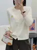 Tricô com Bordado de Abóbora para Outono, Gola Redonda Soltinho Macio Manga Longa, Peça Versátil Casual Emagrecedora