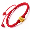 Pulsera DIY de Cuentas de la Suerte Retro Bolsa de la Suerte Año del Zodiaco Buena Suerte Pulsera de Cuerda Roja Joyería Bañada en Oro de 18 Quilates Accesorios Venta al por Mayor