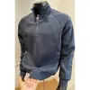 Sudadera con cuello alto y media cremallera, empalmada, para hombre, otoño, nueva, corte ajustado, top corto, prenda exterior de punto grueso de alta gama