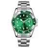 Reloj de Cuarzo Verde para Hombre con Lupa para Calendario Correa de Acero Inoxidable Reloj de Pulsera de Negocios