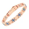 Pulsera magnética de moda europea y americana, superventas transfronteriza, lujo ligero, trébol de la suerte, aleación con incrustaciones de diamante, pulsera de joyería magnética de una sola fila para mujer