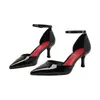 Nuevos Sandalias de Tacón Alto Huecas de Punta Fashionables con Hebilla de Una Línea Estilo Verano 2025 para Mujer