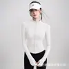 Jaqueta de Verão ao Ar Livre com Proteção Solar Estilo Coreano para Mulheres, Top de Corte Ajustado, Camisa Base com Zíper para Yoga, Roupa de Yoga