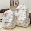 Mochila Fofa Estilo Japonês com Estampa de Laço para Meninas, Adequada para Alunos do Ensino Fundamental II e Médio, Mochila Escolar, Estilo Universitário, Impermeável, Versátil