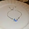 Pulsera de circón azul hielo picado fresca y ligera de alta gama estilo coreano ins pulsera de lujo ligero moda versátil joyería de mano al por mayor