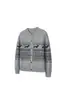 Suéter Cleanfit Dachshund Fair Isle com Gola Henley, Unissex, Inverno, Caimento Solto, Casual, Tricô de Alta Qualidade