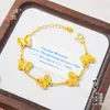 Pulsera de Escama de Dragón Brillante de Oro de 24 Quilates, Estilo Igual al de la Tienda de Oro Puzuo, Mariposa Bailando, Pulsera de Moda y Versátil para Mujeres
