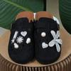 Nueva Cadena de Perlas de Dibujos Animados Flor de Cristal Ropa de Abrigo Mocasines sin Cordones Dulces y Frescas Zapatillas de Media Punta con Punta Plana para Mujer Zapatos Birkenstock para Mujer