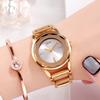Reloj GEDI de oro rosa con diamantes, escala simple para mujer, banda de acero, impermeable, moda, reloj de cuarzo, nuevas ventas directas de fábrica