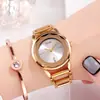Relógio Feminino GEDI Ouro Rosé com Detalhes em Diamante e Mostrador Simples, Pulseira de Aço, Relógio de Quartzo Fashion à Prova d'Água, Modelo Novo, Direto do Fabricante