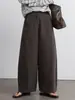 Calça Vovó Estilo Minimalista Simples 2026 Primavera Versátil Cintura Semi-Elástica Calça Casual Estilo Coreano Petite Calça de Perna Reta