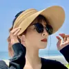 Sombrero de Paja de Verano 2026 con Parte Superior Abierta, Sombrero de Sol de Verano para Mujer Moderno y Versátil, Sombrero de Sol Enrollable, Sombrero de Paja para Mujer
