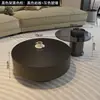 Mesa de Centro Redonda de Pizarra para Sala de Estar, Uso Doméstico, Lujo Ligero, Estilo Minimalista Moderno, Adecuada para Apartamentos Grandes y Pequeños, Mesa Negra, Diseño Minimalista Italiano, Sensación de Alta Gama