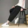 Pantalones Capri Transfronterizos para Hombre Estilo Chino Hombres Sueltos de Algodón y Lino Pantalones Hallen Modernos Rectos Casuales Pantalones Cortos de Playa