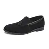Sapatos Masculinos Loafers de Couro com Franjas Foscas Tamanho Grande Cruzados Outono Novo Estilo Tendência Britânica Business Casual Slip-on