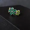 Anillo de Flor de Resina Verde para Mujer, Elegante y Moderno, Anillo de Flor de Cinco Pétalos Exquisito de Alta Venta Fabricante