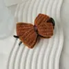 Grampo de cabelo de crochê com laço e bola fofo da moda para outono e inverno, grampo de tubarão feminino, grampo de cabelo com temperamento elegante, acessório de cabeça
