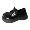 Sapatos Mary Jane Estilo Britânico 2025 Primavera e Outono Novos Sapatos Pequenos de Couro com Cadarço Preto para Mulheres Mocassins de Couro PU Estilo Japonês para Mulheres