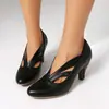 2026 Nuevos Llegados de Primavera Zapatos de Mujer Retro con Tacón Alto, Punta Redonda y Diseño Hueco, Mocasines de Color Sólido Talla Grande