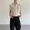 Estilo Férias de Verão Camisa de Manga Curta Gola Cubana Seda Gelada Masculina Retrô Dândi Caimento Relaxado Cropped Camisa de Proteção Solar