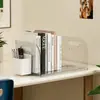 Caixa de armazenamento de livros, suporte de livros de mesa anti-tombamento, transparente e ajustável, para organizar livros didáticos, livros ilustrados e outros itens para uso em escritório e estudo