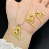 Colar em Formato de Coração para Mulheres, Corrente para Clavícula, Design de Nicho Ins Transfronteiriço, Aço Titânio, Não Desbota, Pingente de Ouro 18K, Brincos