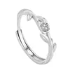 Anillos de Pareja Rosa Espina Plata Pura s999 Nicho Gama Alta Abiertos Ajustables Románticos Exquisitos Anillos de Banda Lisa para Pareja