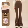 Pantalones de Yoga Micro Acampanados Forrados de Polar para Mujer, Ropa de Abrigo, Novedad Otoño/Invierno 2026 Cintura Alta Control de Abdomen Extra Largos para Personas Altas Pantalones Acampanados Tiburón