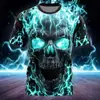 Comercio Exterior Transfronterizo Camiseta de Manga Corta con Estampado de Calavera para Hombre Halloween Tendencia Fresca Top Dropshipping