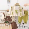 Nuevo Conjunto de Tres Piezas para Niños de Algodón con Cuello Alto Estampado de Animales Sudadera Casual Pantalones con Estampado de Moda Fabricante de Origen Lote