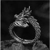 Anillo Abierto Versátil para Hombre 2026 Verano Estilo Retro Europeo y Americano Aleación Electrochapada Diseño Dragón del Zodíaco