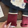 Ropa Infantil Estilo Coreano 2026 Nuevo Invierno Suéter con Solapas de Oso Navideño para Niñas Set de Leggings con Forro Polar para Niños