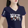 Camiseta básica de cuello en V para mujer de talla grande, camiseta de manga corta, top de manga corta para mujer, excedente de comercio exterior transfronterizo, marca