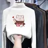 Roupa íntima infantil quente de gola alta parcial para outono e inverno, top estiloso de manga comprida para meninas, camiseta básica redonda de veludo alemão da moda