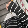 Top de lana a rayas para mujer, estilo coreano, para principios de otoño, 220g, nuevo, holgado, como prenda base, con camiseta de manga larga gris, venta al por mayor
