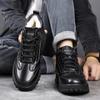 Zapatos de Algodón 2025 Invierno Zapatos de Cuero para Hombres de Mediana Edad y Papás Zapatos Forrados de Polar Casual Cálidos de Caña Alta Piel de Vaca Zapatos de Algodón Envío Directo