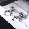 Aretes de Plata Esterlina s925 al por Mayor para Hombres y Mujeres Cruz Campana Plata Tailandesa Retro Envejecida Rock Aretes Distintivos