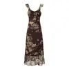 Vestido Midi Floral de Manga Acampanada con Cuello en V Retro Estilo Francés 2026 Nuevo de Verano Vestido con Tirantes para Playa Vacaciones para Mujeres