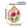Pingente Série de Flores Transfronteiriça Europeia e Americana Tulipa Colorida com Gotejamento de Óleo Acessórios para Joias DIY Acessórios de Aço Inoxidável