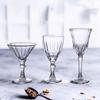 Copo Alto de Vidro Listrado Vertical Estilo Palácio Europeu, Copo Listrado para Cognac e Champanhe, Taça de Vinho Elegante Francesa Vintage