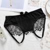 Ropa interior sexy de encaje transparente con cintura baja, hueca y abierta, bragas sin costuras, tanga de pestañas tentadoras para adultos