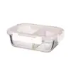 Contenedor Rectangular de Vidrio para Alimentos de 1.04L con Compartimentos Sellados Independientemente