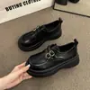 Elegantes zapatos de cuero para mujer estilo británico, nuevos mocasines de suela gruesa para primavera y otoño 2026, zapatos negros estilo universitario para mujer