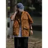 Camisa de Trabajo de Manga Corta con Cuello Alto Estilo Verano 2026 para Hombre, Camisa tipo Cárdigan Ligera de Bolsillos Múltiples de Corte Holgado para Exteriores