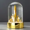 Bola de cristal de lujo, manualidades personalizadas de resina, adornos de decoración de escritorio de lujo ligero, regalo de marca globo de nieve