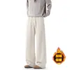 Pantalones Casuales Estilo Old Money a Rayas Retro para Hombre Otoño e Invierno Sueltos Caídos Alta Calidad Adolescente Con Felpa Anchos de Pierna Largos