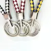 Chaveiro de corda trançada com anel duplo chaveiro de couro PU colorido novo pingente para bolsa feminina chaveiro para pendurar na cintura